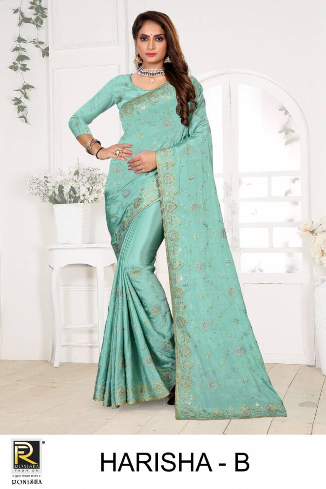 Ronisha Harisha New Heavy Festive Wear Embroidery Latest Designer Saree Collection